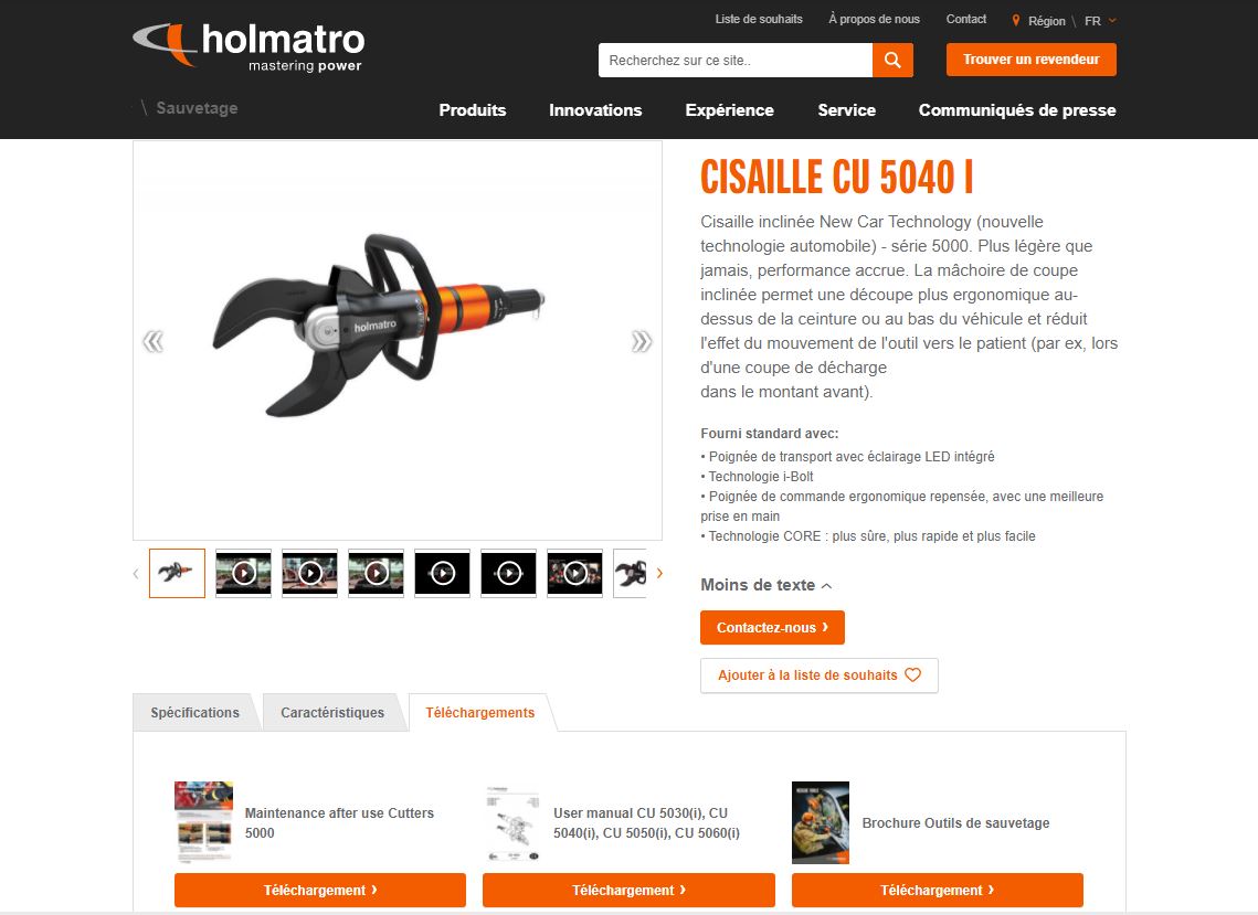 Instructions de maintenance pour outils de désincarcération Holmatro